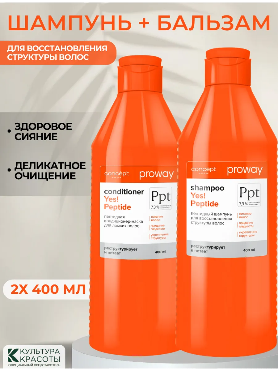 Шампунь и Кондиционер восстанавливающий пептидный. Культура Красоты