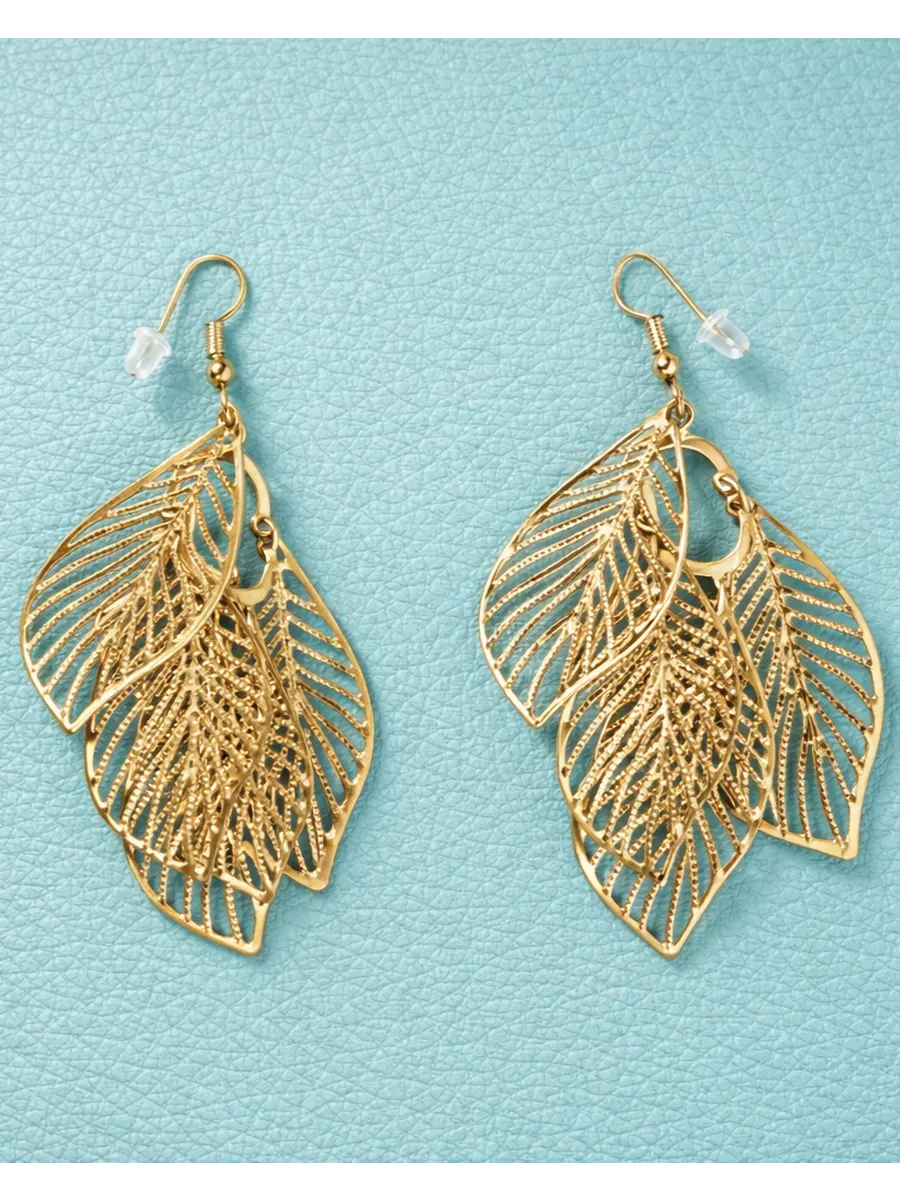 Серьги длинные висячие листья. Summer