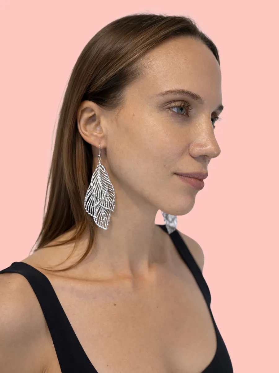 Серьги длинные висячие листья. Summer