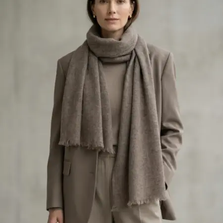 Палантин кашемир 100% серый 62×180, премиум подарок. PIE PASHMINA EMPORIUM