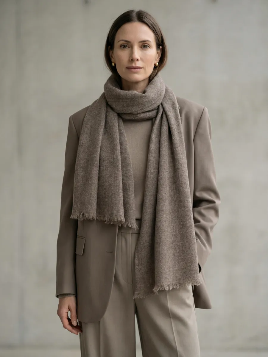 Палантин кашемир 100% серый 62×180, премиум подарок. PIE PASHMINA EMPORIUM