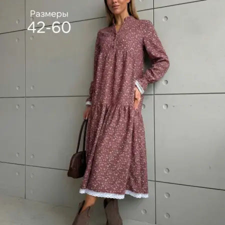 Платье вельветовое длинное с кружевом. Dresstells