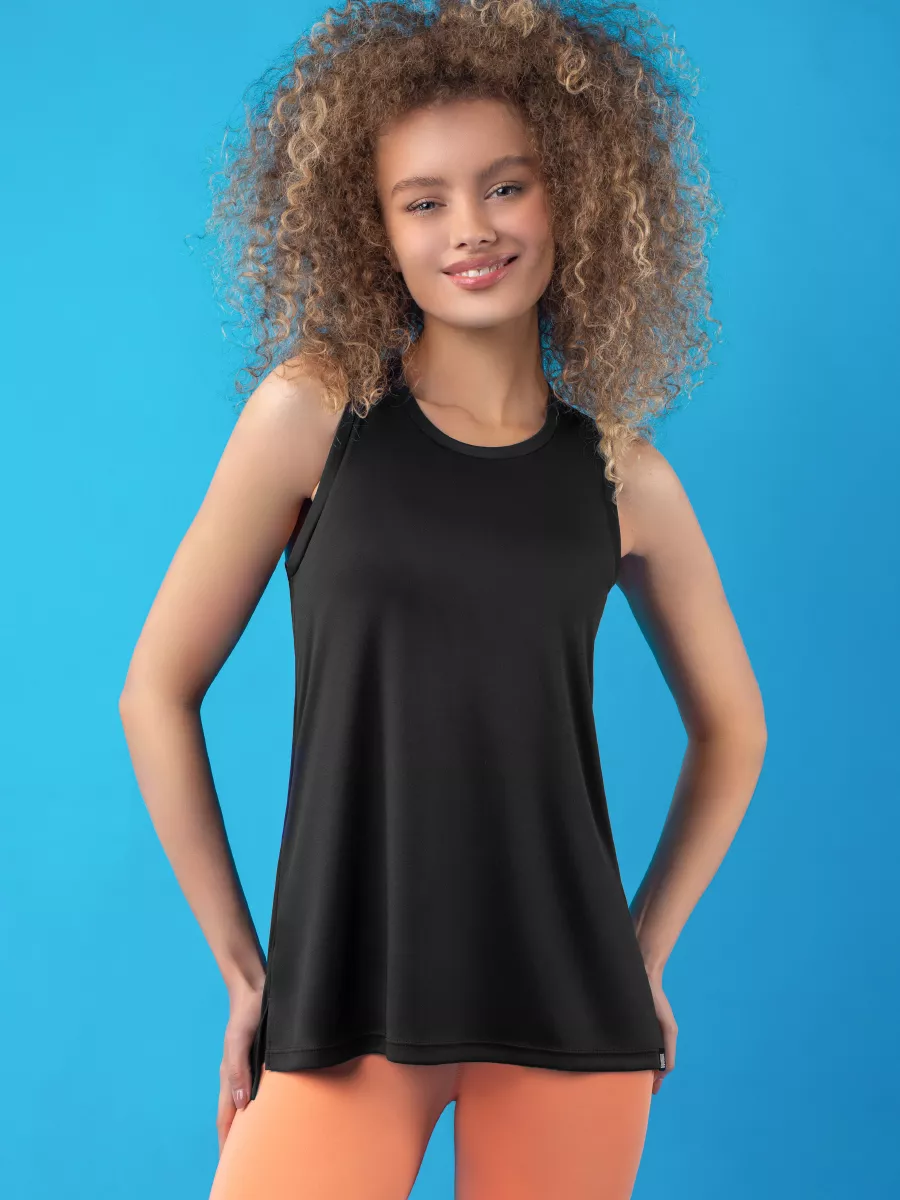 Майка спортивная удлиненная для фитнеса. ИнТайм