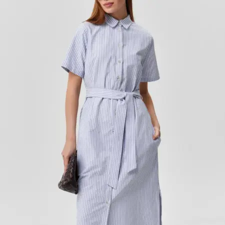 Платье-рубашка длинное, миди с поясом. Obba! Just WOW.