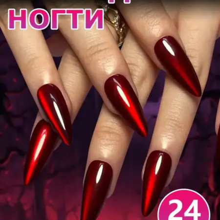 Накладные ногти с клеем и дизайном красный. Твой Выбор