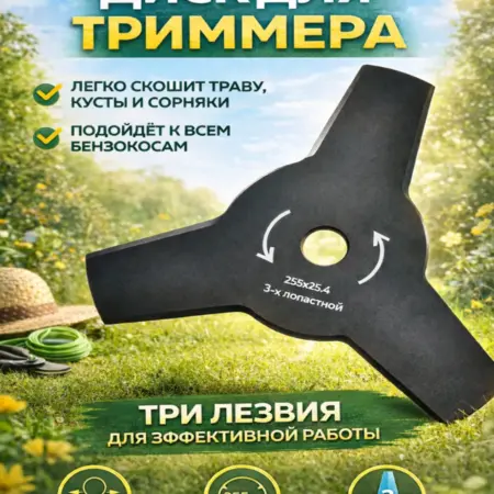 Нож триммера 3-лучевой высокопрочная сталь. уДачный магазин