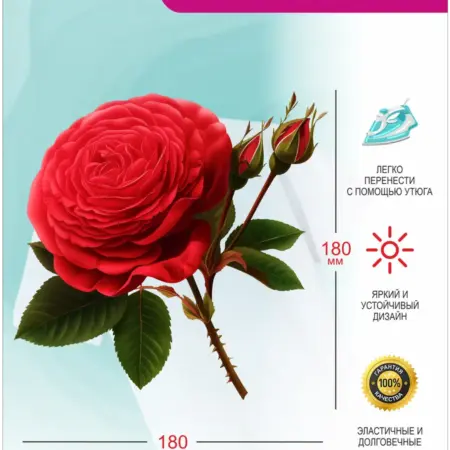 Термонаклейка на одежду Красная Роза. ПРИНТ