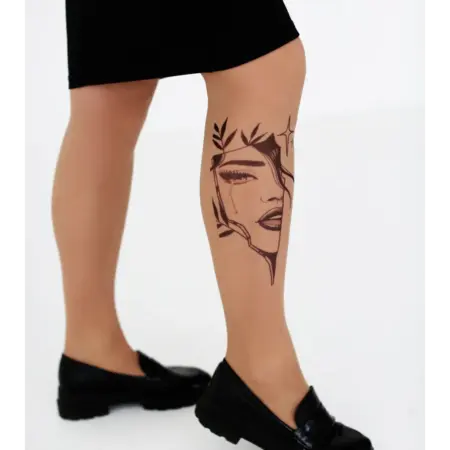 Колготки телесные с имитацией тату. Art Lab