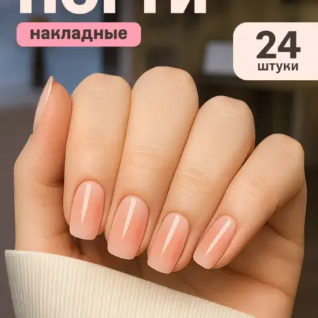 Накладные ногти короткие с дизайном и клеем. Flevo