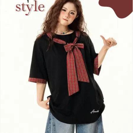 Футболка y2k оверсайз с лентой в виде галстука. MAC