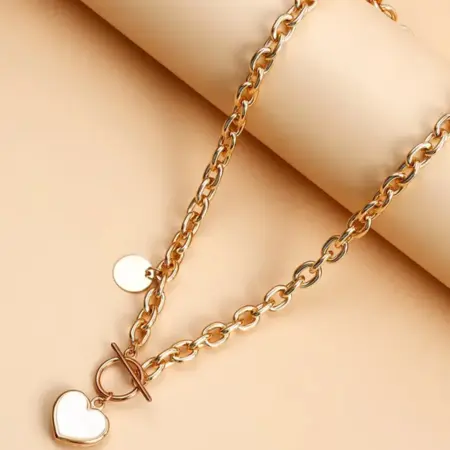 Подвеска сердце с цепочкой бижутерия колье тренд 2026. 404 Style