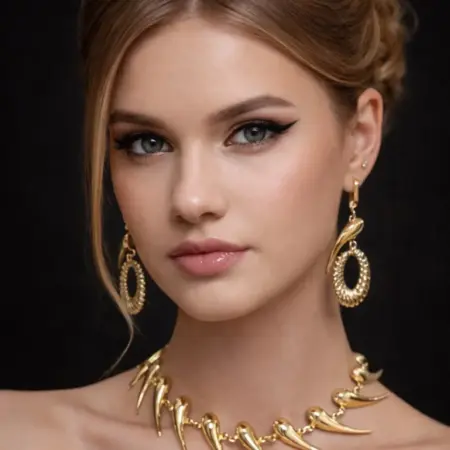 Комплект серьги и колье трендовые под золото. Сувениры всему миру