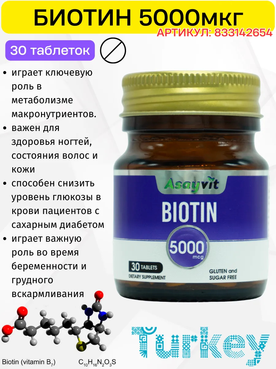 Биотин для волос витамины 5000. ИП Амирханов Р. Ш.