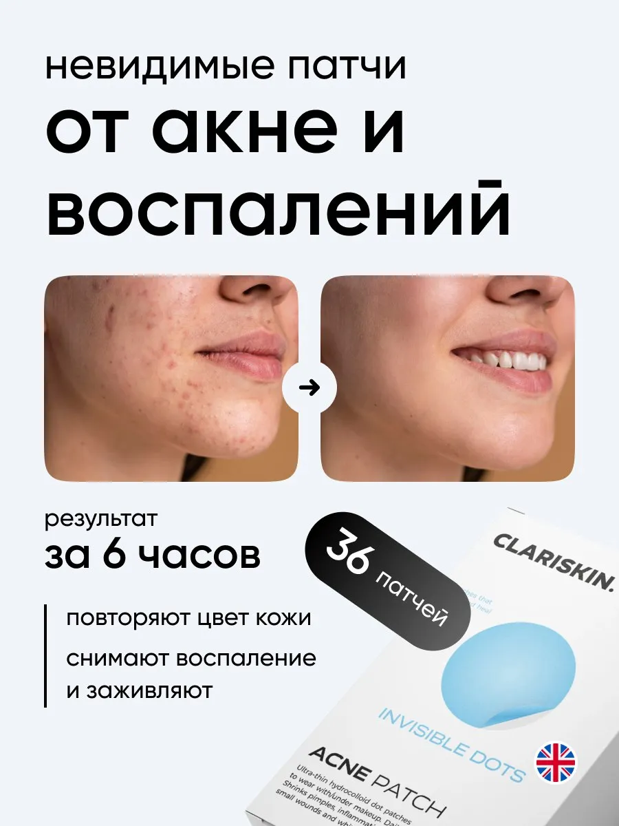 Патчи от прыщей прозрачные точечные маскирующие 36 шт. Clariskin