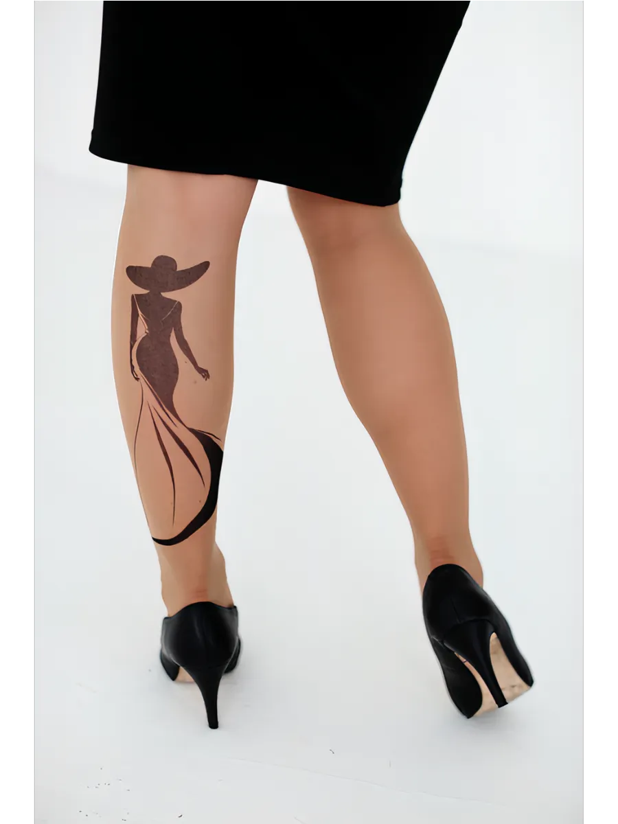 Колготки с рисунком эффектом тату. Art Lab