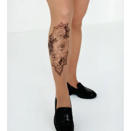 Колготки с принтом тату Розы. Art Lab