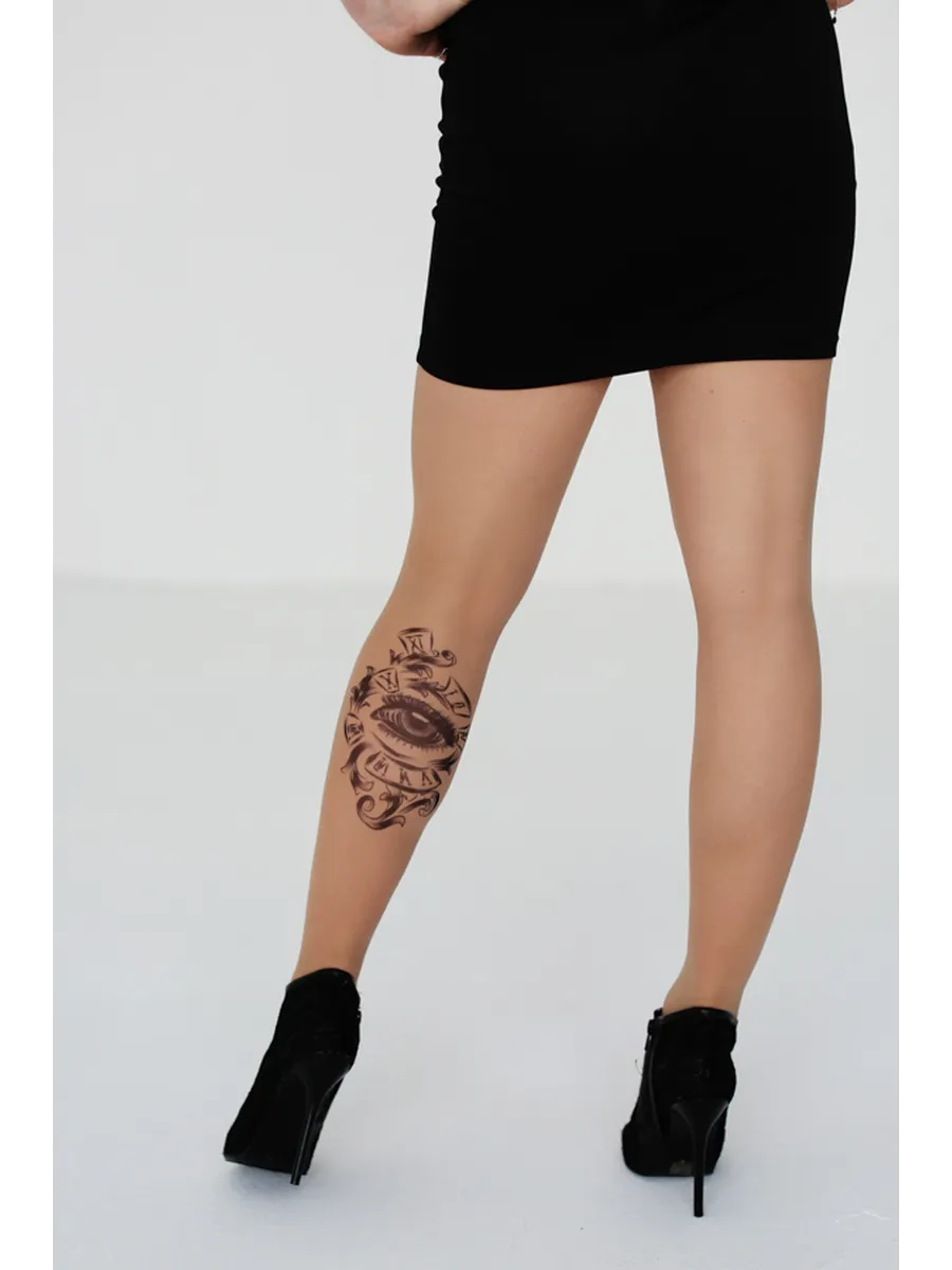 Колготки с рисунком эффектом тату. Art Lab