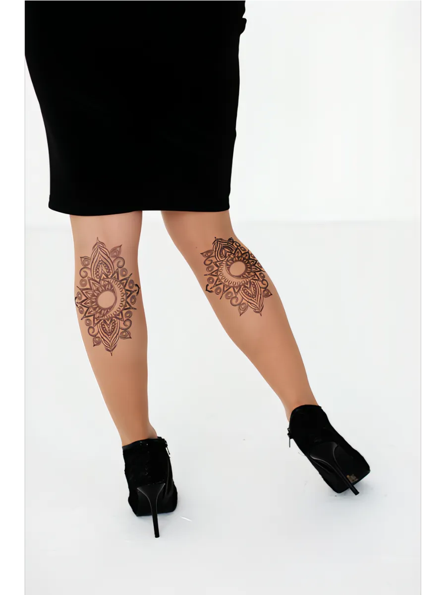 Колготки с принтом тату Узоры. Art Lab