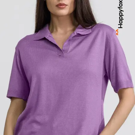 Футболка поло базовая из вязаного трикотажа. Happywear