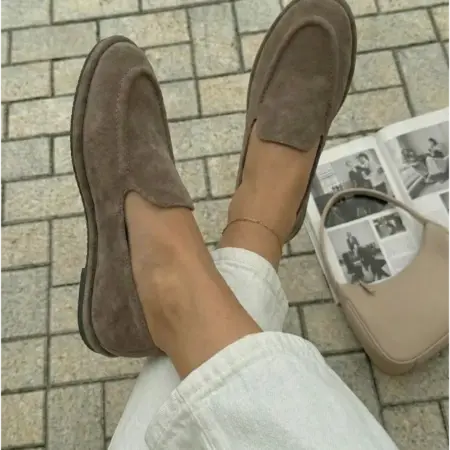 Лоферы замшевые на плоской подошве. ВЗВ