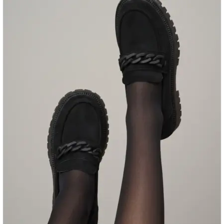 Лоферы замшевые на платформе с цепочкой. ВЗВ