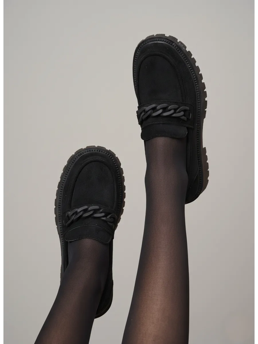 Лоферы замшевые на платформе с цепочкой. ВЗВ