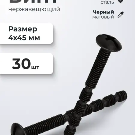 Винт М4*45 черный 30 шт. ИП Синельщиков В. А.
