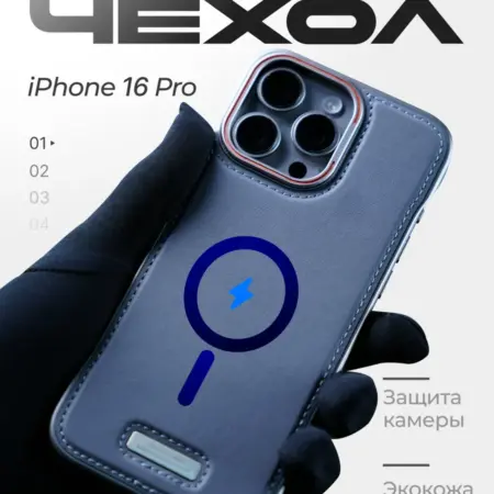 Чехол для iPhone 16 PRO пластиковый эко-кожаный. inCase