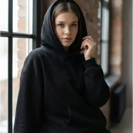 Худи черный оверсайз. sportomax