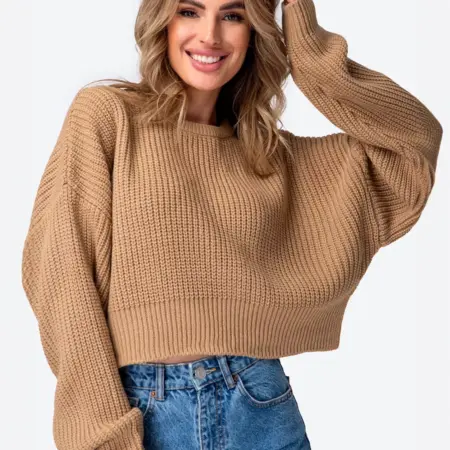 Свитер оверсайз вязаный укороченный теплый. Happywear