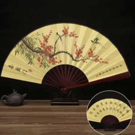 Веер китайский складной на стену с колибри. ИП Романова О.В.