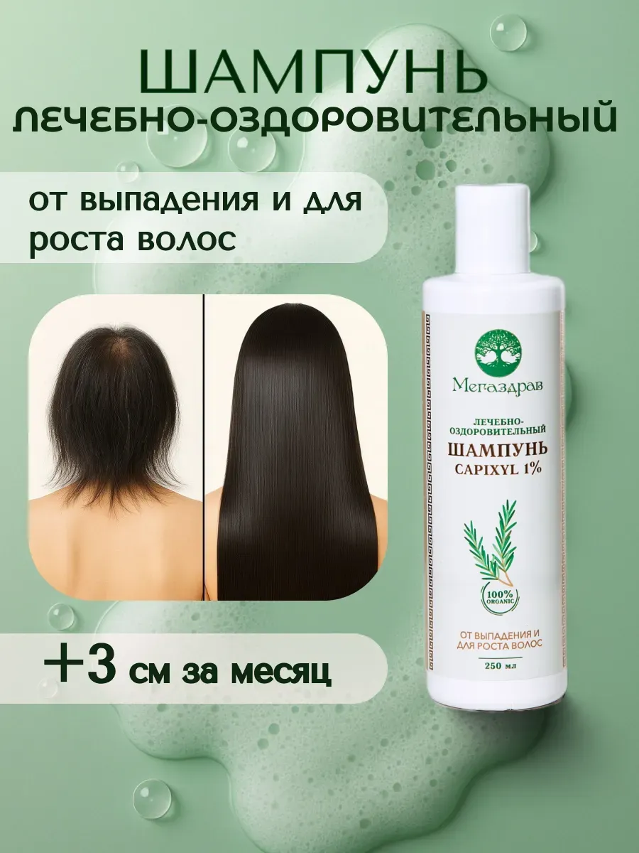Шампунь от выпадения и для роста волос. Мегаздрав