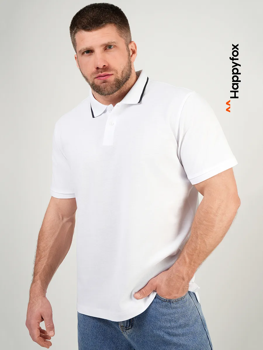 Футболка поло с коротким рукавом хлопковая. Happywear