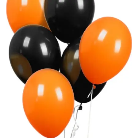 Воздушные латексные шары Чёрный и оранжевый 12", 50 штук. KoroBoom Shop
