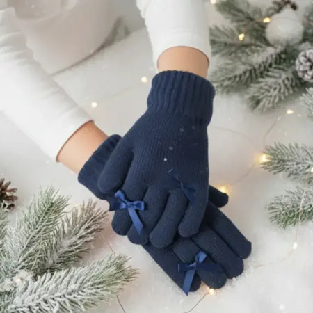 Перчатки детские теплые с бантиками осенние весенние. Детская одежда и Аксессуары