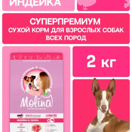 Сухой корм для собак с индейкой и лососем 2 кг. ПЕТ-АЛЬЯНС