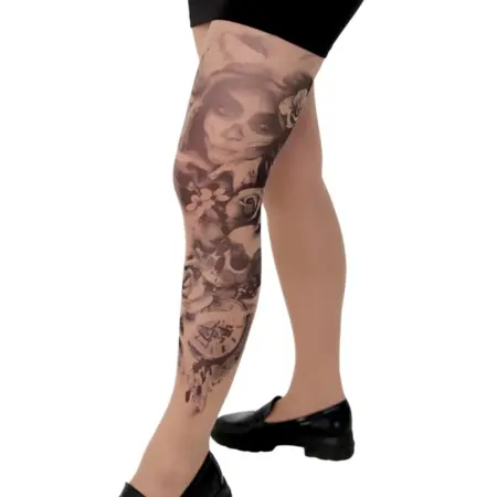 Колготки с принтом тату Готические. Art Lab
