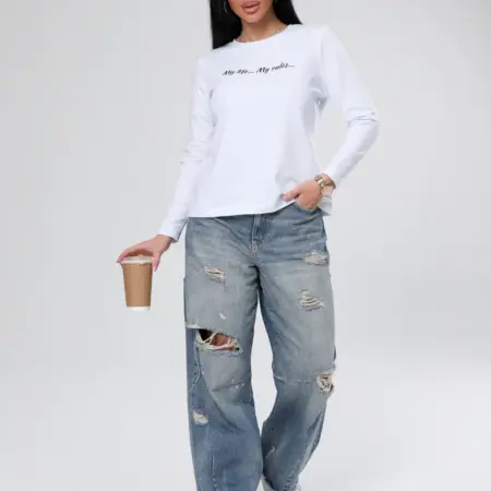 Лонгслив облегающий нарядный с принтом. Ханилайт