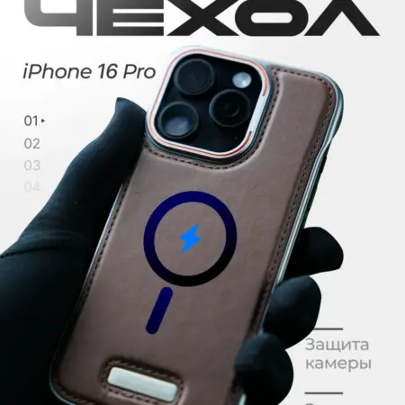 Чехол для iPhone 16 PRO Max пластиковый эко-кожаный. inCase