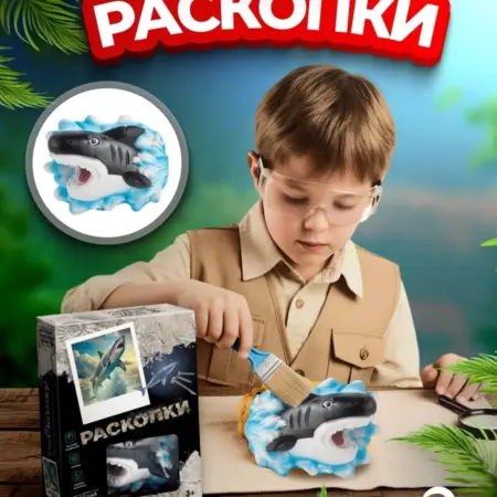 Археологические раскопки для детей для мальчиков Мегалодон. KARI