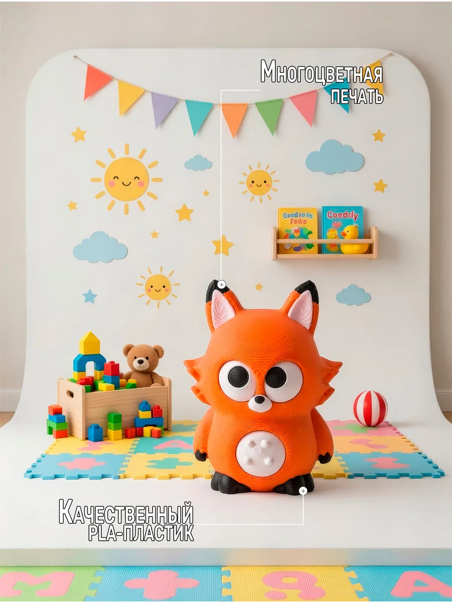 3д игрушка подвижная Лисичка "Фокси". ТриДэшка