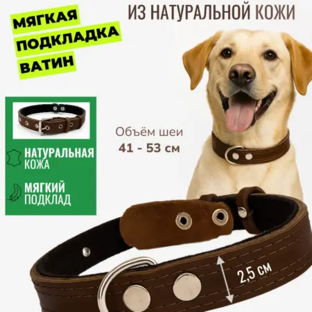 Ошейник для собак средних и крупных пород коричневый. Fluffy's Tail
