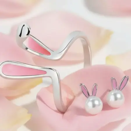 Кольцо женское бижутерия с ушками кролика. NYUSHA'S LAND