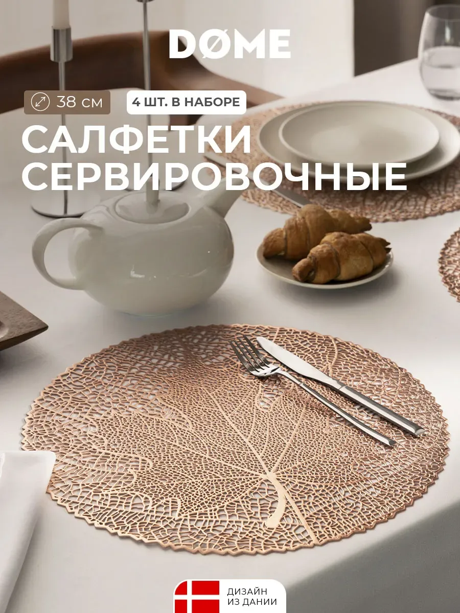 Салфетки сервировочные на стол, плейсматы 4 шт, D-38 см. Togas Group