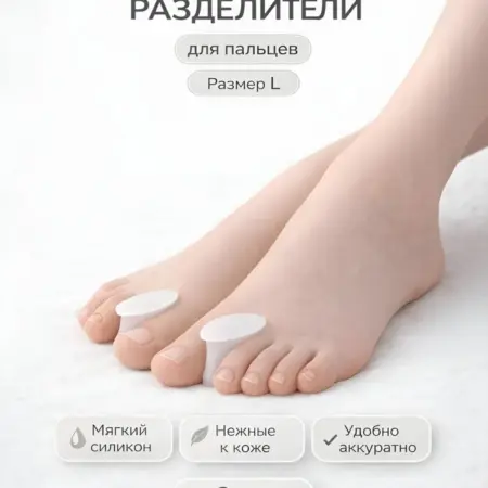 Силиконовые разделители для пальцев ног L от трения. ДЕРЖИ ПАЛЕЦ
