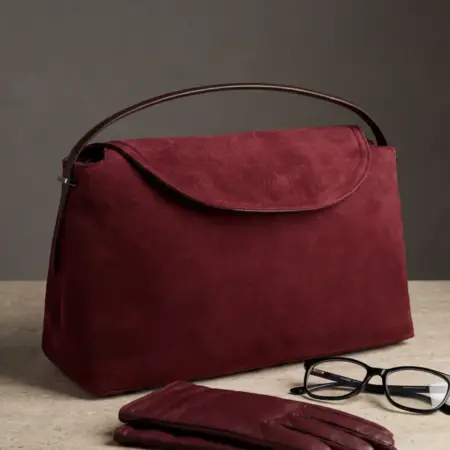 Натуральная замшевая бордовая сумка. NOVELLI