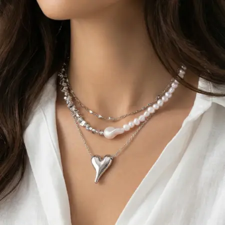 Чокер сердце многослойный на шею бижутерия. Flevo