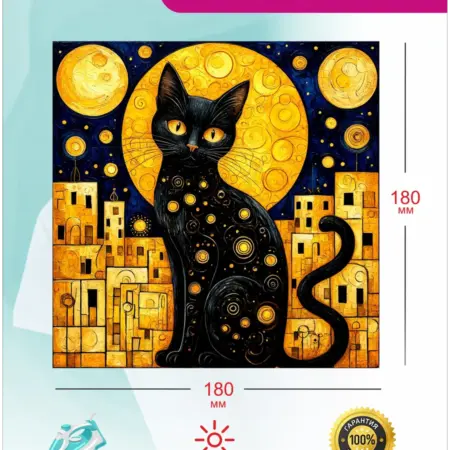 Термонаклейка на одежду Кошечка и луна. ПРИНТ