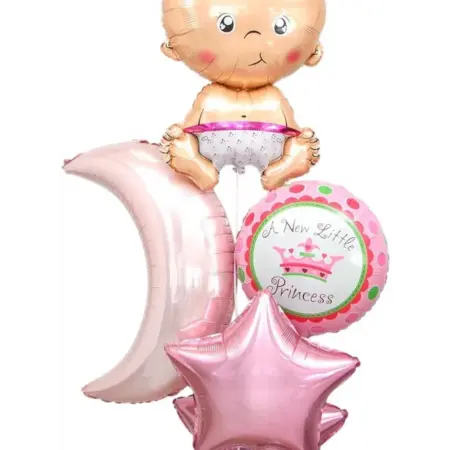 Набор надувных шаров-фигур С рождением девочки, для фотозоны. KoroBoom Shop
