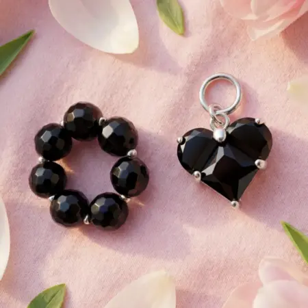 Съемные подвески на серьги конго из агата с сердцем. Vellmi